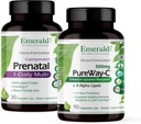 Ensemble de laboratoires émeraudes avec folate prénatal 1 jour (60 capsules de légumes) et PureWay-C (90 capsules de légumes) - Multivitamine prénatale avec folate méthylé, fer et plus* - supplément de vitamine C avec acide lipoïque R-Alpha*