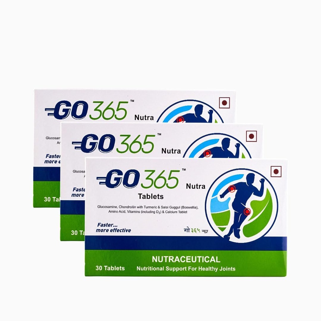 Vedistry Ayurvedic Go365 Nutra Tablets with Haldi, Vitamin C, E, D3 & Salai Guggul for Nutritional Support for Healthy Joints | Relief Pain, Cartilage support and Immunity & Mobility Support | Helps Reduce Stiffness, Strengthen Bones & Improve Flexibility | Daily Joint Health Supplement with Glucosamine, Chondroitin & Curcumin – 30 Tabs (Pack of 3)