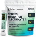 Dr Berg Sports Hydratation Electrolytes Poudre avec/plus de sel (Pink Himalayan) - 30 Kéto Electrolytes Poudre Packets avec/a Delicious Salty Raspberry & Lemon Flavor - Comprend 1000mg de potassium