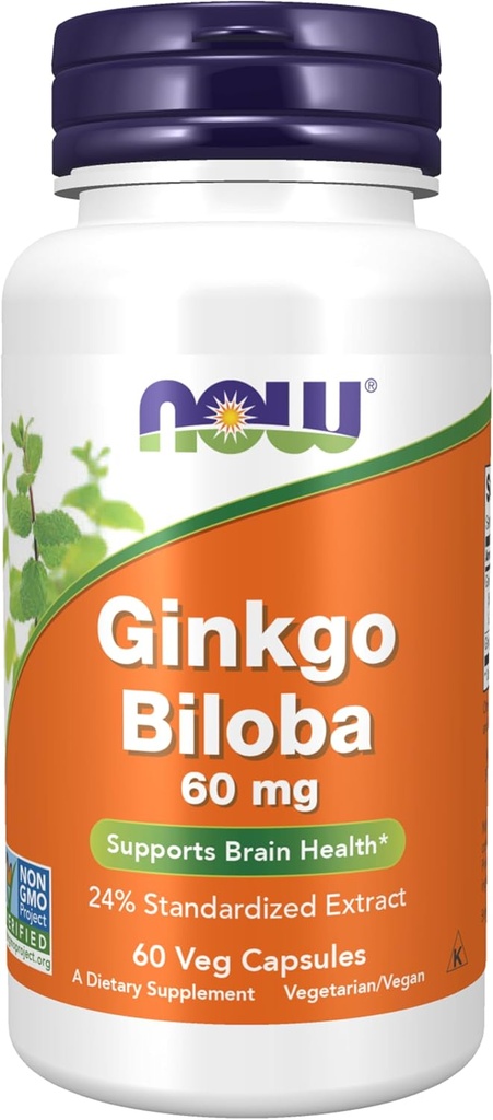compléments alimentaires, Ginkgo Biloba 60 mg, 24% extrait normalisé, projet non-OGM vérifié, 60 capsules de légumes