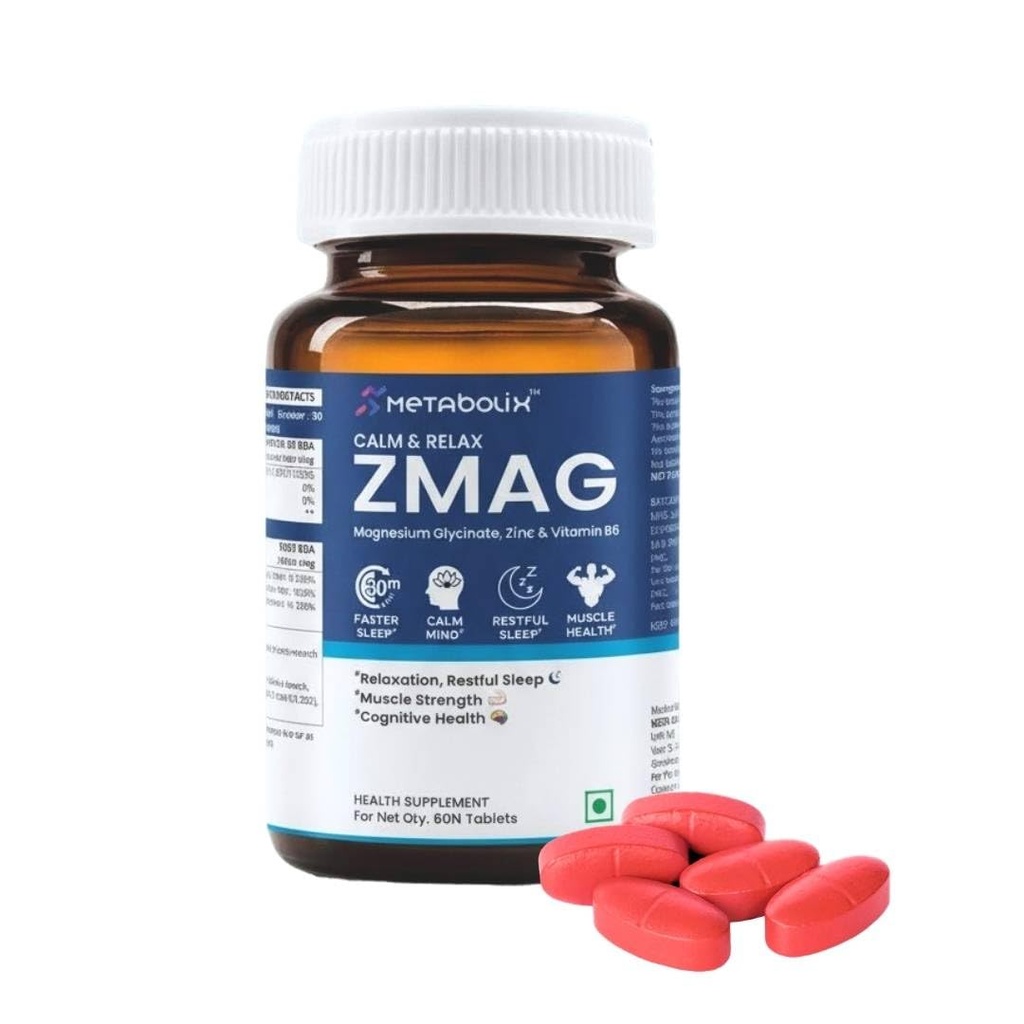 Magnesium Glycinate ZMA Magnesium Supplement with Zinc and Vitamin B6, High Absorption Sleep & Muscle Recovery Supplements for Nighttime Routine and Active Lifestyle Support | 60 tablets