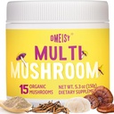 Poudre de champignons pour le café de champignons, 20-en-1 Complexe de champignons avec Lions Mane Powder, Reishi, Cordyceps, Turkey Tail & Herbes, Suppléments Cerveau pour la Mémoire et Focus, Énergie, Immunité - 5.3oz