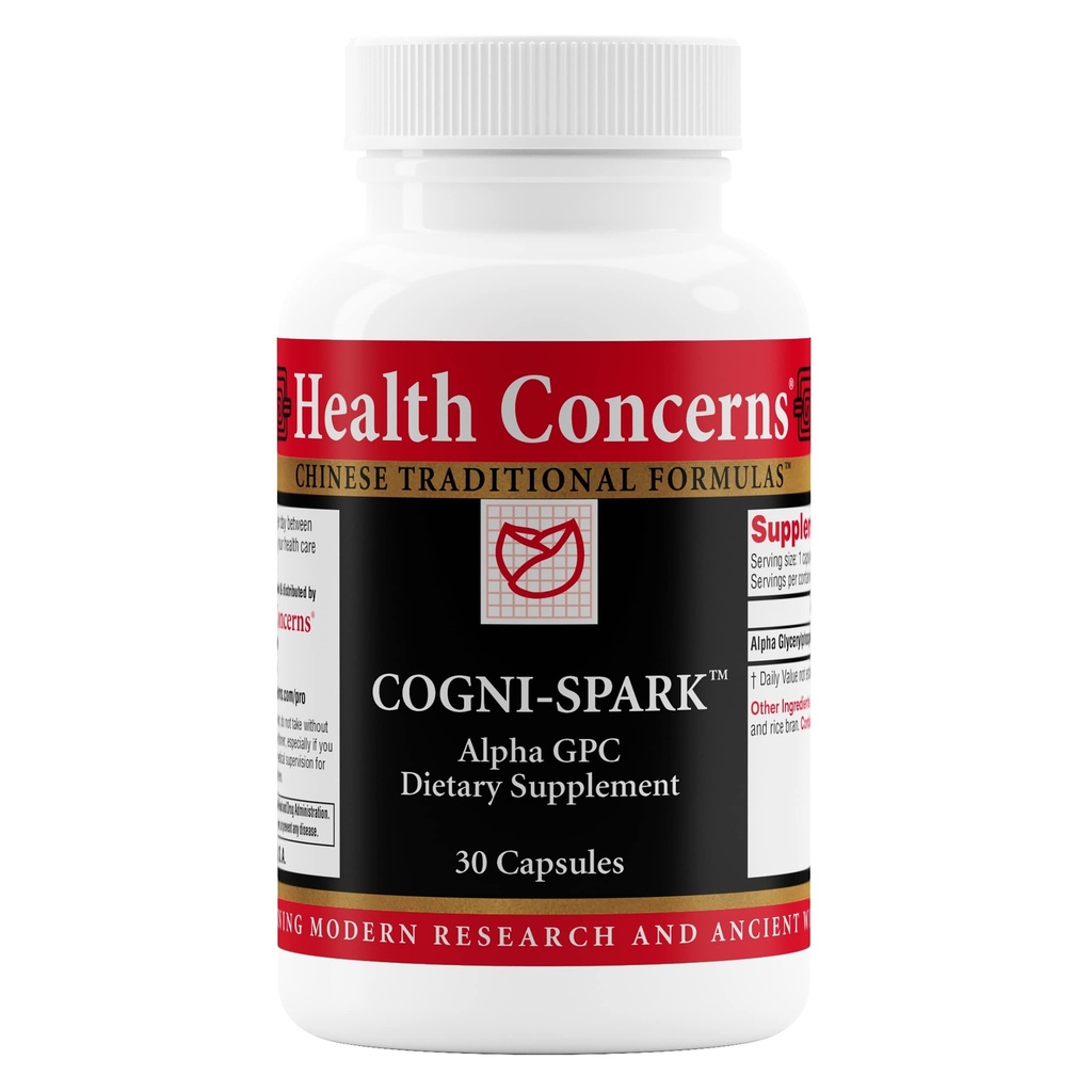Health Concerns Cogni-Spark – Brain Support for Memory, Focus, and Mental Clarity – Alpha-GPC Choline Supplement for Cognition, Nerve Function & Longevity – Cognitive Health Formula – 30 Capsules