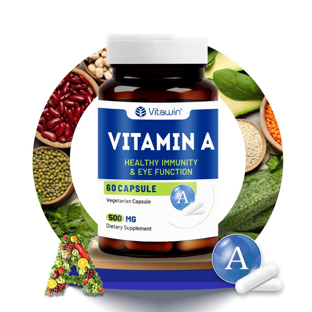 Vitamin A Capsules | Eye Wellness, Skin Nutrition & Antioxidant Support | Daily Nutritional Supplement | 60 Vegetarian Capsules
