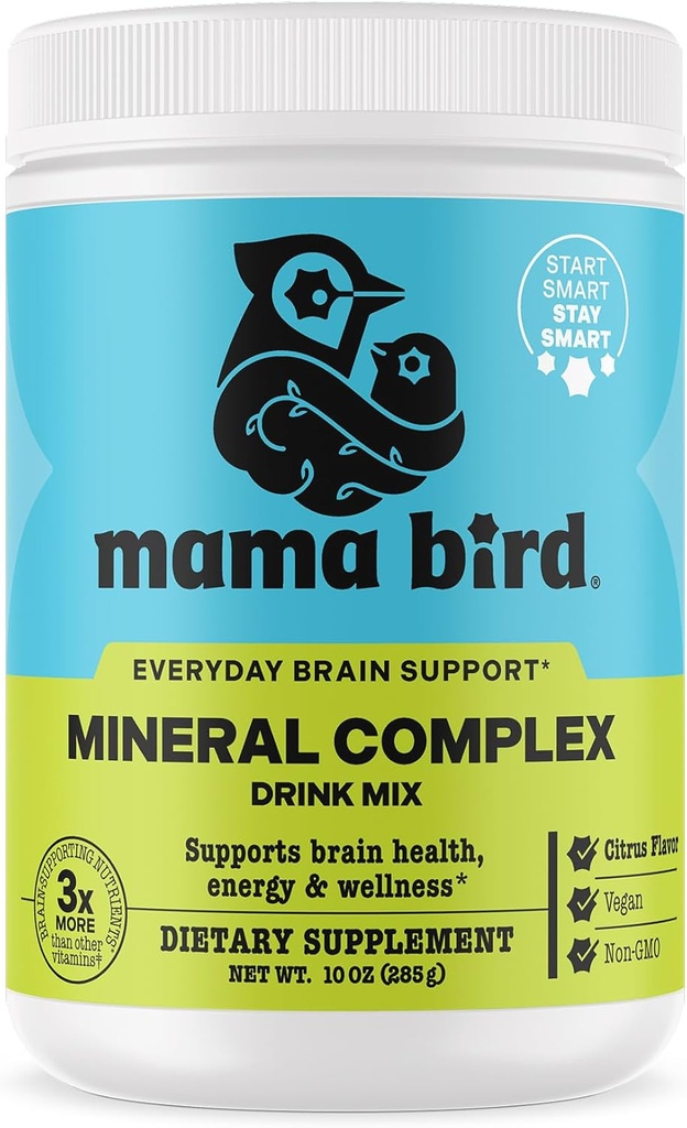 Best Nest Wellness Mama Bird Mineral Complex - Brain Health Support Multivitamin - Aids Bone Development for Mother & Baby - Drink Supplement with Choline & Magnesium - Lemon-Lime, 285 g (30 Servings)