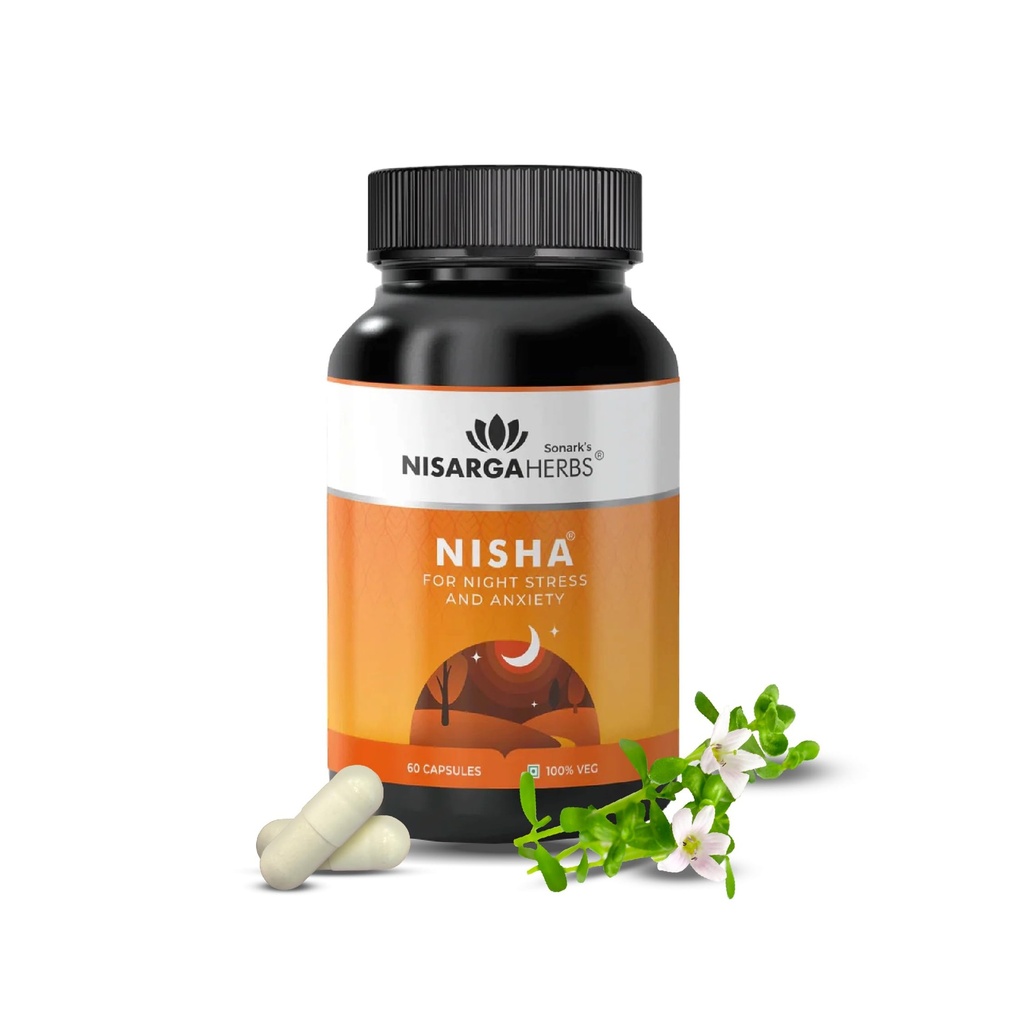 SONARK'S NISARGA HERBS Nisha (60 Veg Capsules) – Ayurvedic Deep Sleep & Relaxation Support – Natural Mind Calming Blend with Jatamansi & Brahmi for Restful Nights
