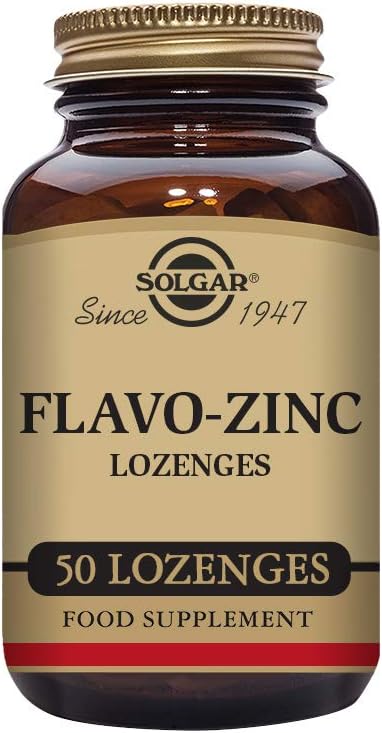 Solgar Flavo-Zinc Lozenge, 50 Comte - Grand goût citron Lime Aromatisant - Antioxydant, système immunitaire santé - hautement absorbant, Dissout rapidement - végétalien, sans gluten, sans lait, sans casher - 50 portions