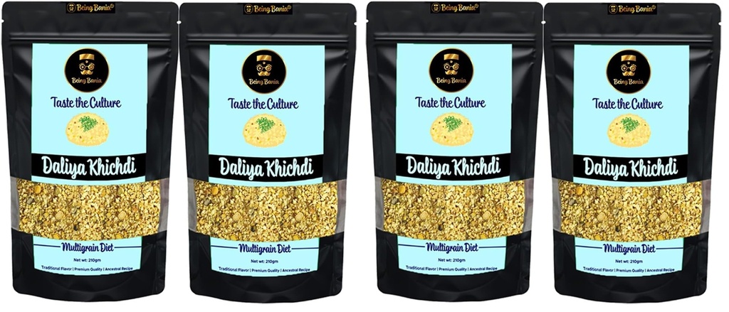 Being Bania Premium Multigrain Daliya, 210g | 100% Natural | High Fiber with Rolled Oats and 8+ grains | Healthy Dalia Khichdi | Diet Food for healthy life (Pack of 4)