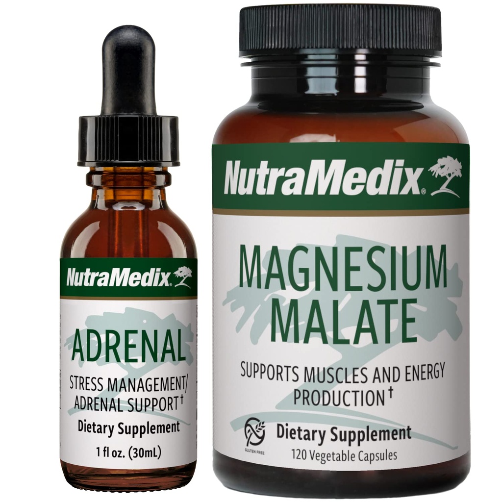 Bundle de soutien énergétique NutraMedix - Comprend des gouttes liquides et des capsules de malate de magnésium pour le soutien énergétique et sportif - Pas de caféine - 2 pièces supplémentaires