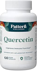 Pattern Wellness Supplément Quercetin avec Bromelain - Fonction immunitaire et soutien à la santé cellulaire - Antioxydant et mieux-être corporel entier - 60 Capsules Vegan