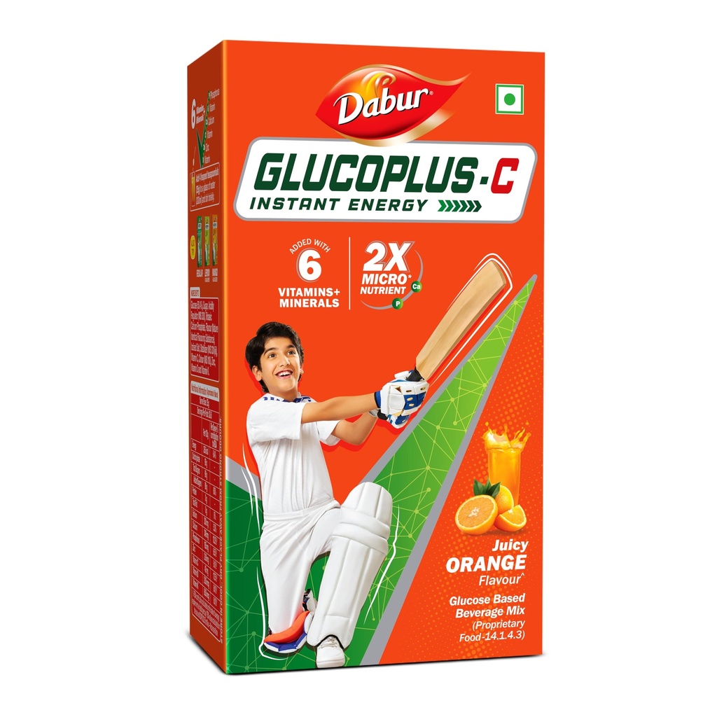 Dabur Glucoplus C Instant Powder Energy Glucose (Orange Flavour) - 1kg | Replenishes Energy with 6 Added Vitamins and Minerals | Vitamin C and Zinc Helps Boost Immunity | Calcium, Phosphorus and Vitamin K Support Bone Health.