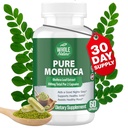 Moringa Capsules, 800mg Moringa Organic Oleifera Leaves Poudre Superfood Greens Pure Moringa Pills est une augmentation d'énergie végétalienne, non-OGM et garder un supplément sain