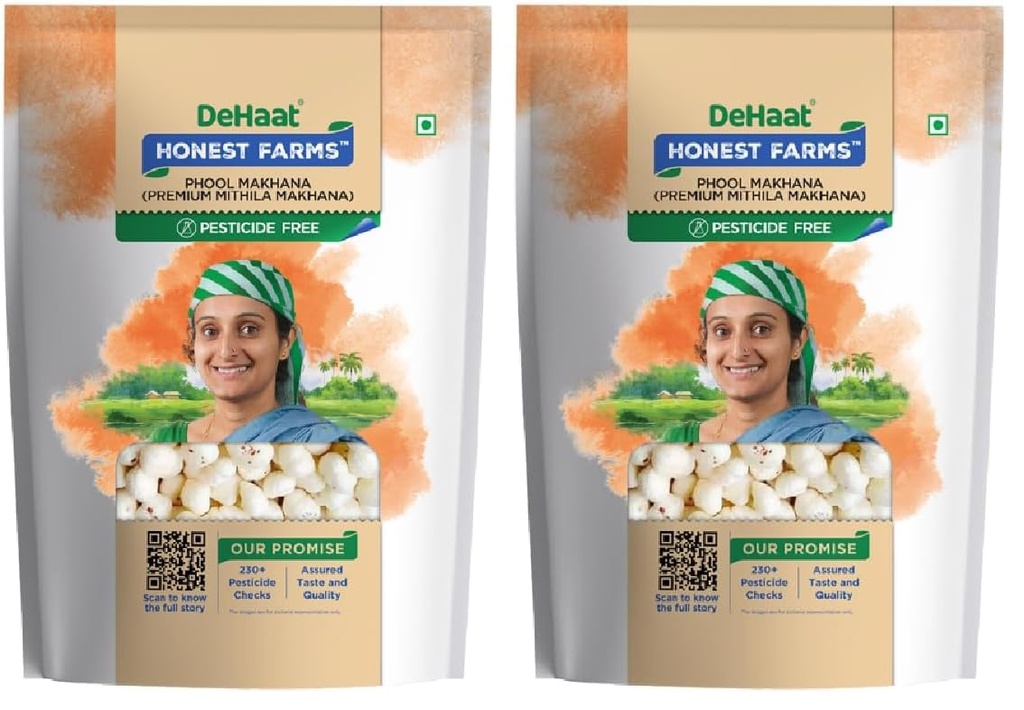DeHaat Honest Farms Pesticide Free Makhana (Premium Mithila Makhana) 200 GM (Pack of 2)