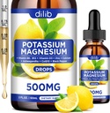 Supplément de citrate de magnésium de potassium, gouttes de citrate de magnésium liquide 500mg avec Ashwagandha, Calcium, zinc, vitamine D3, B6, B12, CoQ10 - Vegan 2 fl oz Lemon Saveur