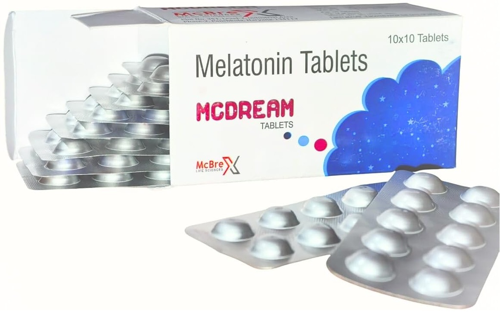 MCDREAM Melatonin 10mg Tablets, 100 Tablets, Vegetarian | Natural Sleep Aid Supplement | Promotes Relaxation & Better Sleep Quality | Non-Habit Forming | dietary supplement