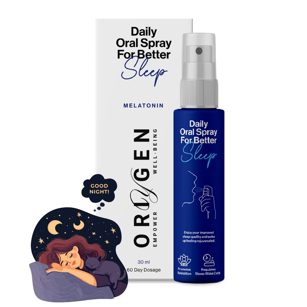 Oriygen Sleep Supplement Melatonin Oral Spray for Deep Sleep | 3mg Per Serving | Cranberry Flavour | Non addictive | Liposomal Technology | 4 Sprays Per Day | 30ml – 2 Months Supply