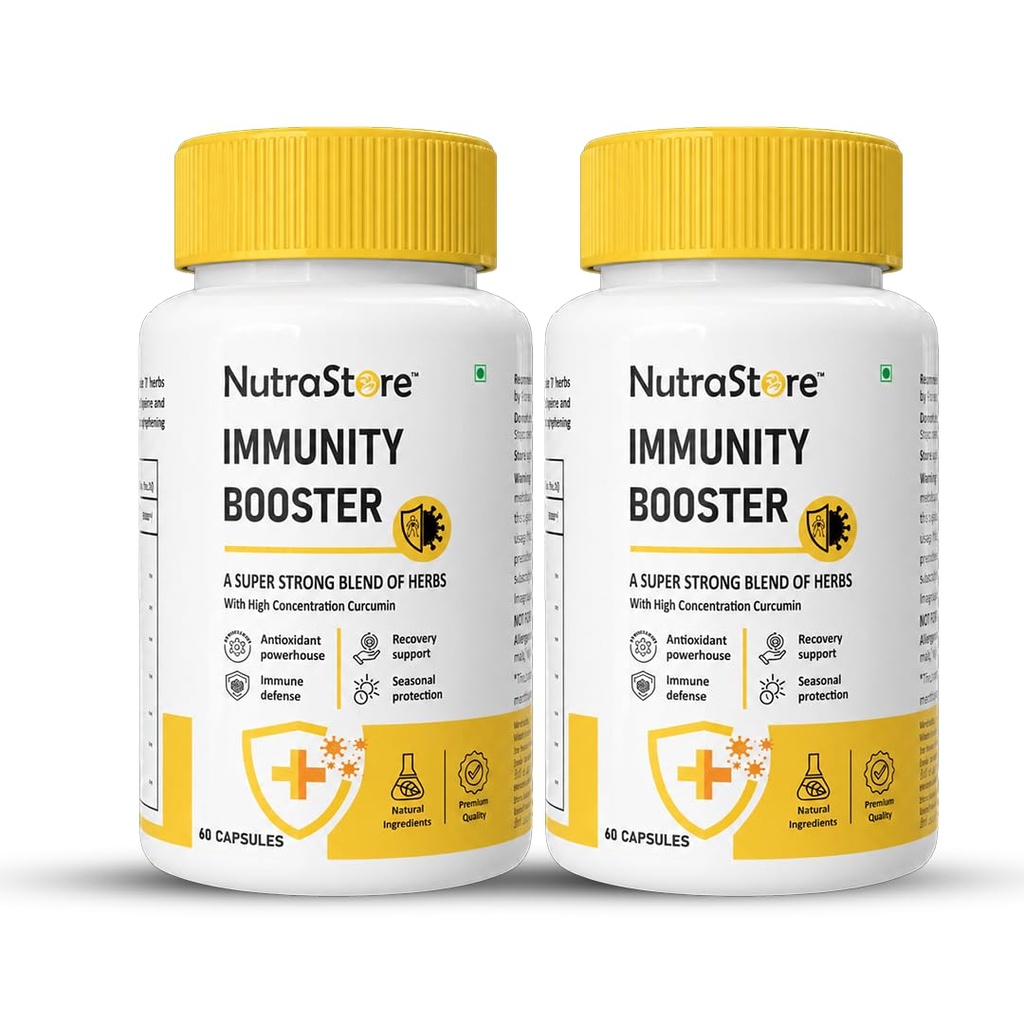 NutraStore Immunity Booster for Men & Women | Curcumin, Giloy, Amla, Moringa, Ginger, Orange & Piperine | Daily Health Supplement | 60 Capsules | Pack of 2