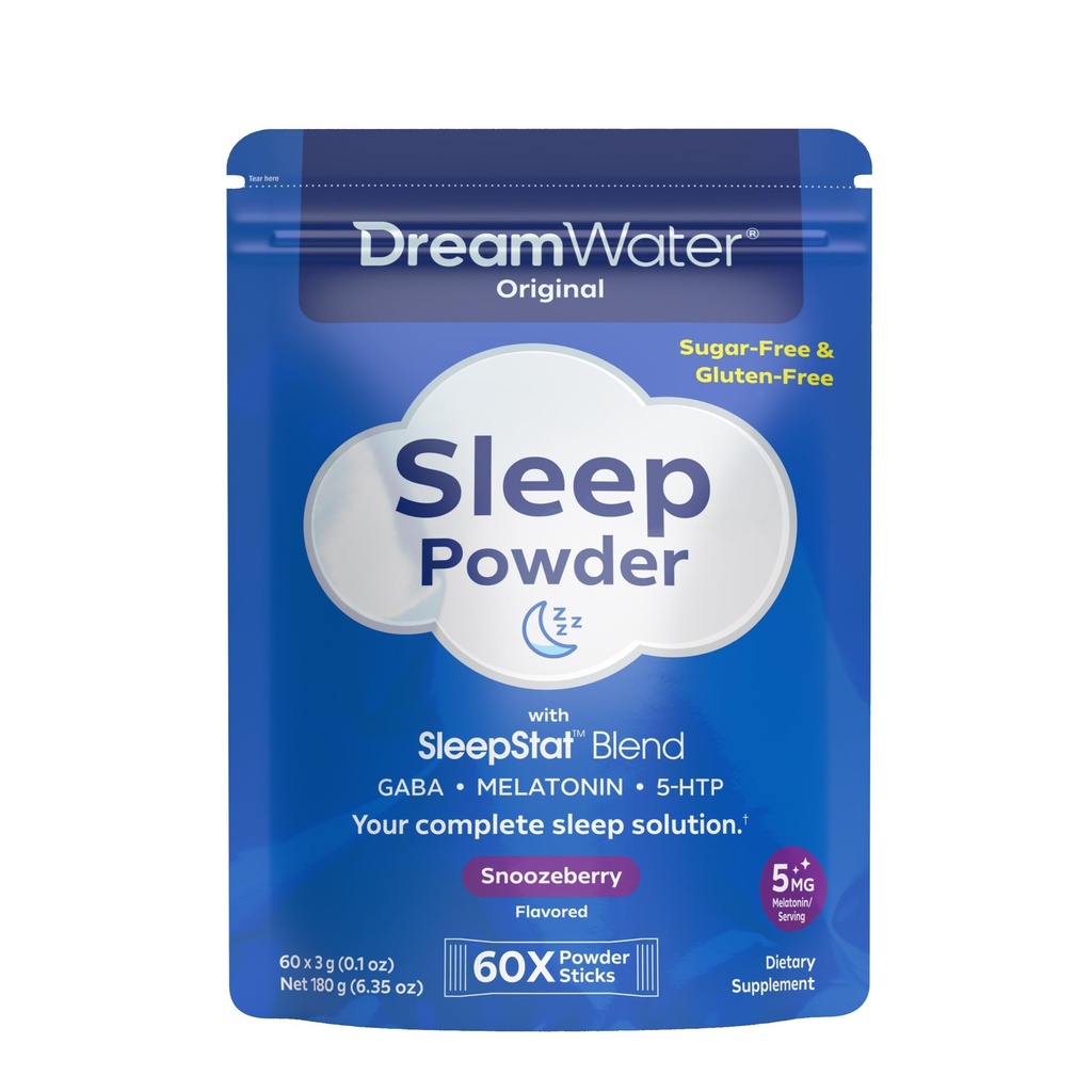 Eau de rêve aide au sommeil, poudre; GABA, MELATONIN, 5-HTP, Snoozeberry, 60 comte