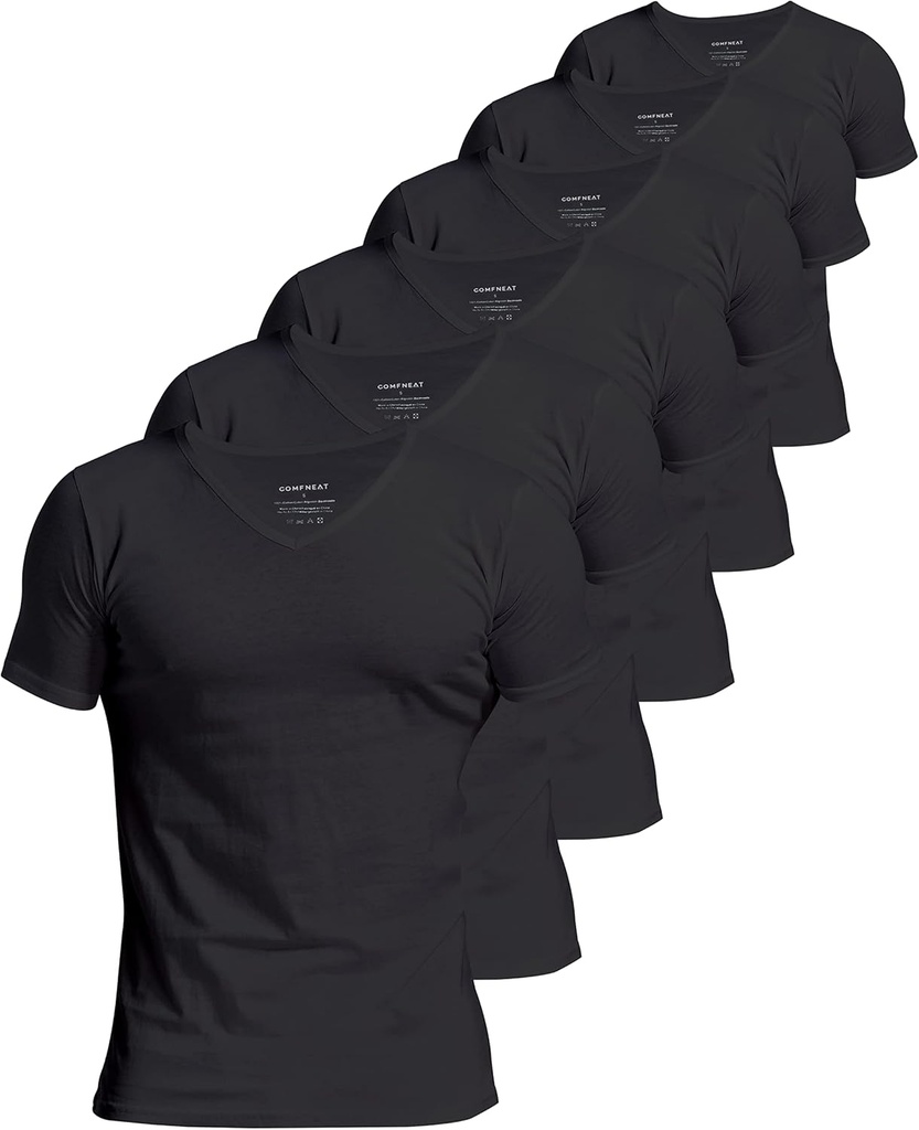 Sous-vêtements pour hommes Comfneat 100 pour cent coton sous-vêtements Comfy V-Neck T-shirts (4-Pack/6-Pack)