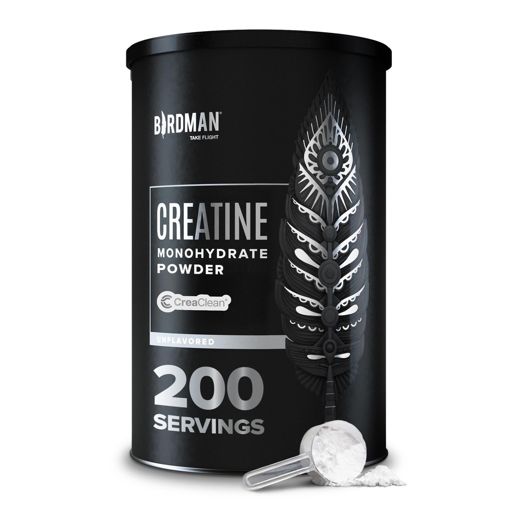 BIRDMAN Micronized Creatine Poudre monohydratée, Récupération des muscles, Sans caféine, Pré-entraînement de la créatine, Vegan, Après l'entraînement, Sans gluten, Sans sucre.