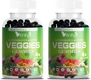 Supplément de légumes VITINITY avec de vrais légumes Super Gommies Delicious Gommies(120 Chews), 30 légumes, Herbes, suppléments de fruits et légumes, non-OGM, à base de pectines, sans gluten, plus de pilules (60 jours)