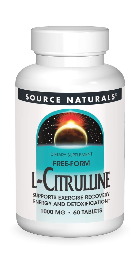 Source Naturals L-Citrulline - Soutien à l'exercice Récupération, énergie et désintoxication*, 1 000 mg - 60 comprimés