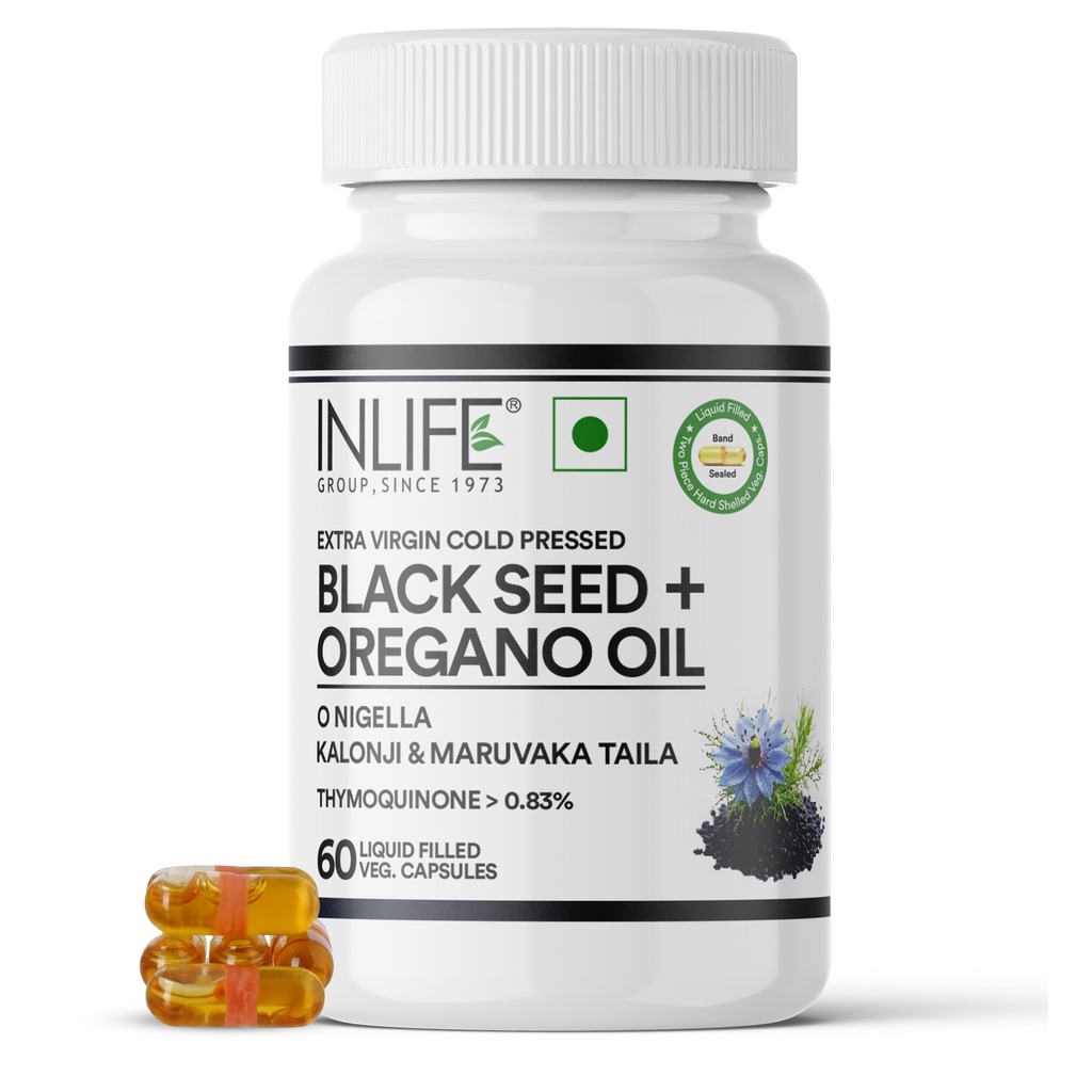 INLIFE Black Seed Oil Capsules 480mg with Oregano Oil, Kalonji, 60 Count