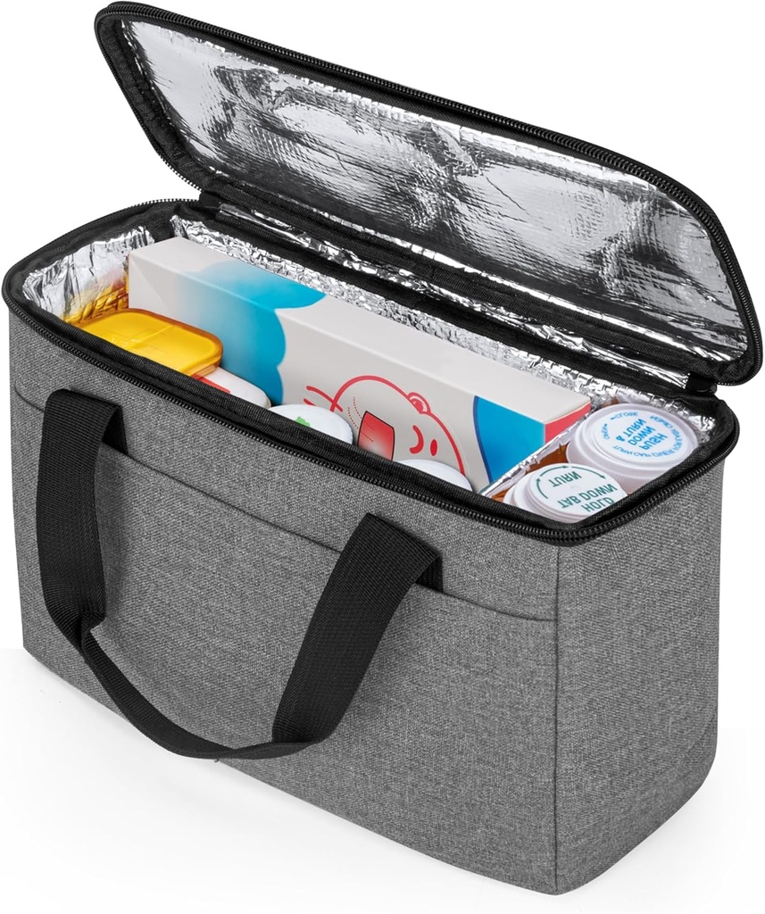 Trunab Premiers soins Sac vide petit cas de stockage de médicaments, sac de refroidissement de médicaments isolés, organisateur de bouteilles de pilules de voyage pour ordonnance, insuline, suppléments ou fournitures médicales, gris (Bag seulement)