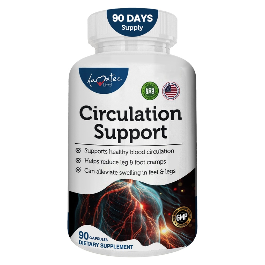 Blood Circulation Support Supplement for Arteries & Veins Health- Natural Cardiovascular Pills with L-Arginine, Ginger Root- Promotes Healthy Blood Flow & Heart Health- 90 Capsules
