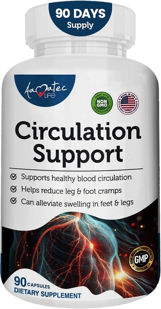 Supplément de soutien à la circulation sanguine pour les artères et les veines Santé- Pills cardiovasculaire naturelles avec L-Arginine, racine Ginger- favorise un flux sanguin sain et la santé cardiaque- 90 capsules