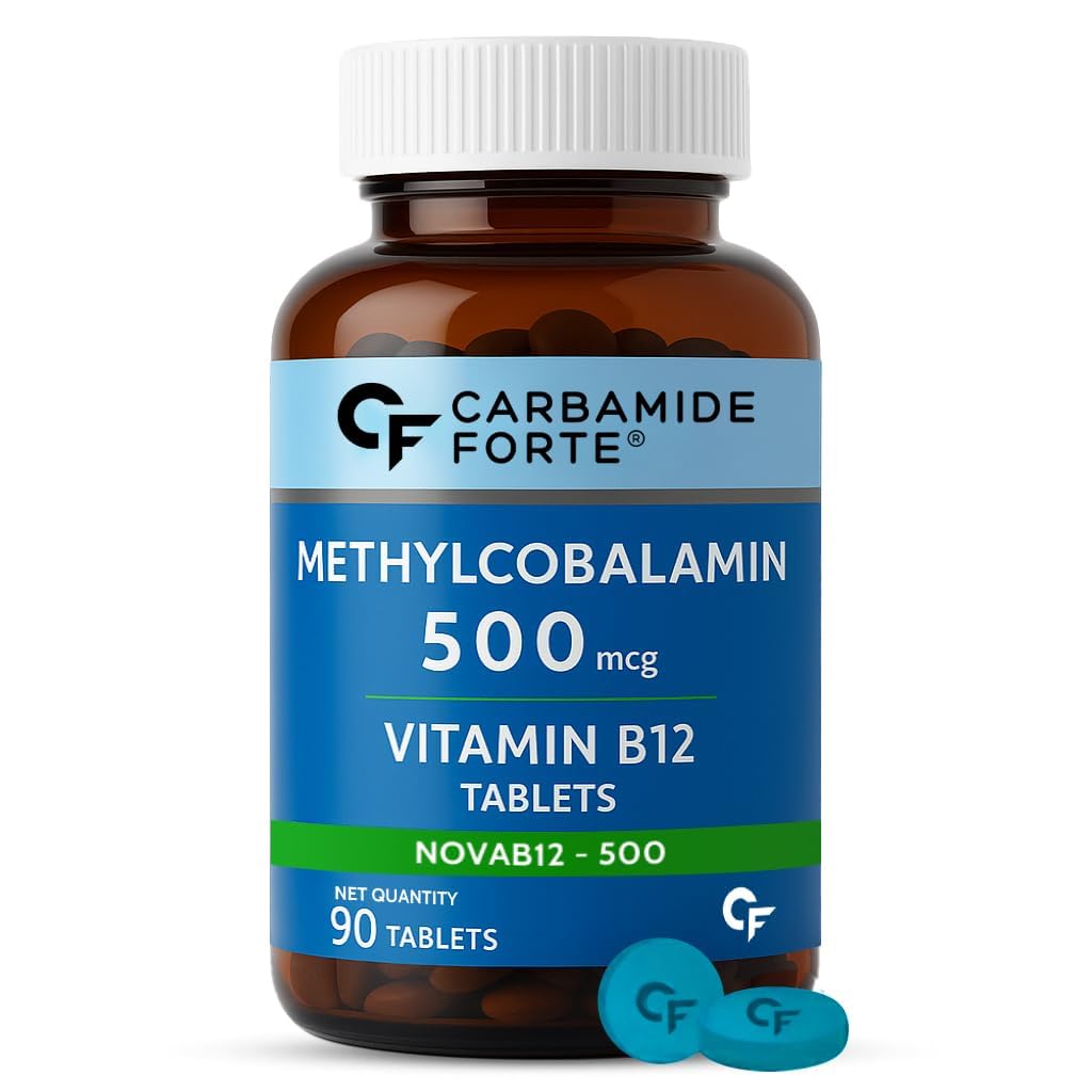 Carbamide Forte Vitamin B12 Tablets | Methylcobalamin 500mcg - Active Form of Methylcobalamin B12 Vitamin Tablets For Men & Women - 90 Tablets