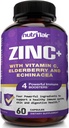 NutriFlair Zinc 50mg - avec vitamine C, Elderberry, Echinacea Purpurea Extract, Zinc Oxyde - Comparer avec le picolinate, Citrate, Oxyde - Complete Immune Formule de soutien pilules avec 4 Immune Défense