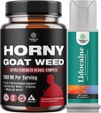 Bundle of Horny Goat Weed for Men - Extra Strength Male Supplement, et Lidocaine Désensibilising Topic Spray Climax Control for Longer Lasting Performance - Boost Endurance and Stamina Fast Acting