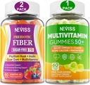 NEVISS Bundle - Fenêtres multivitamines 50+ pour femmes et hommes et prébiotiques Fiber 2 Pack