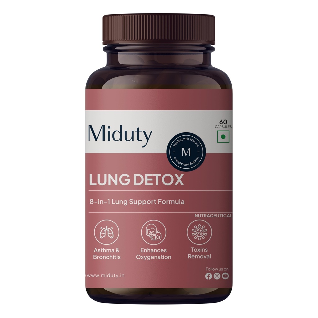 Miduty Lung Detox - NAC Supplement 400 mg N- Acetyl Cysteine, Stinging Nettle 100 mg & Quercetin -Lungs Protective & Respiratory Health - 60 Veg Capsules