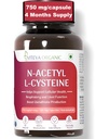 N-Acetyl L-Cysteine NAC Supplement 750mg - 120 Veg Capsules | >99% Pure Grade NAC with Piperine | Acetyl cysteine Thins Mucus, Boosts Glutathione, Liver & Lung Detox, Respiratory Health