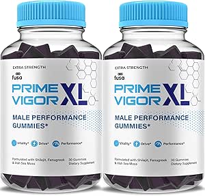 (2 Pack) Prime Vigor XL Gummies PrimeVigor XL Me Supplément Gummy, Prime Vigor Maximum Strength Advanced Shilajit Irish Sea Moss Fenugreek Gummies for Men Energy & Vitality Support (2 mois d'approvisionnement)