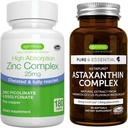 Astaxanthin Complex + Zinc Complex Vegan Bundle, Support Antioxydant pour la peau, les cheveux et les ongles, par Igennus