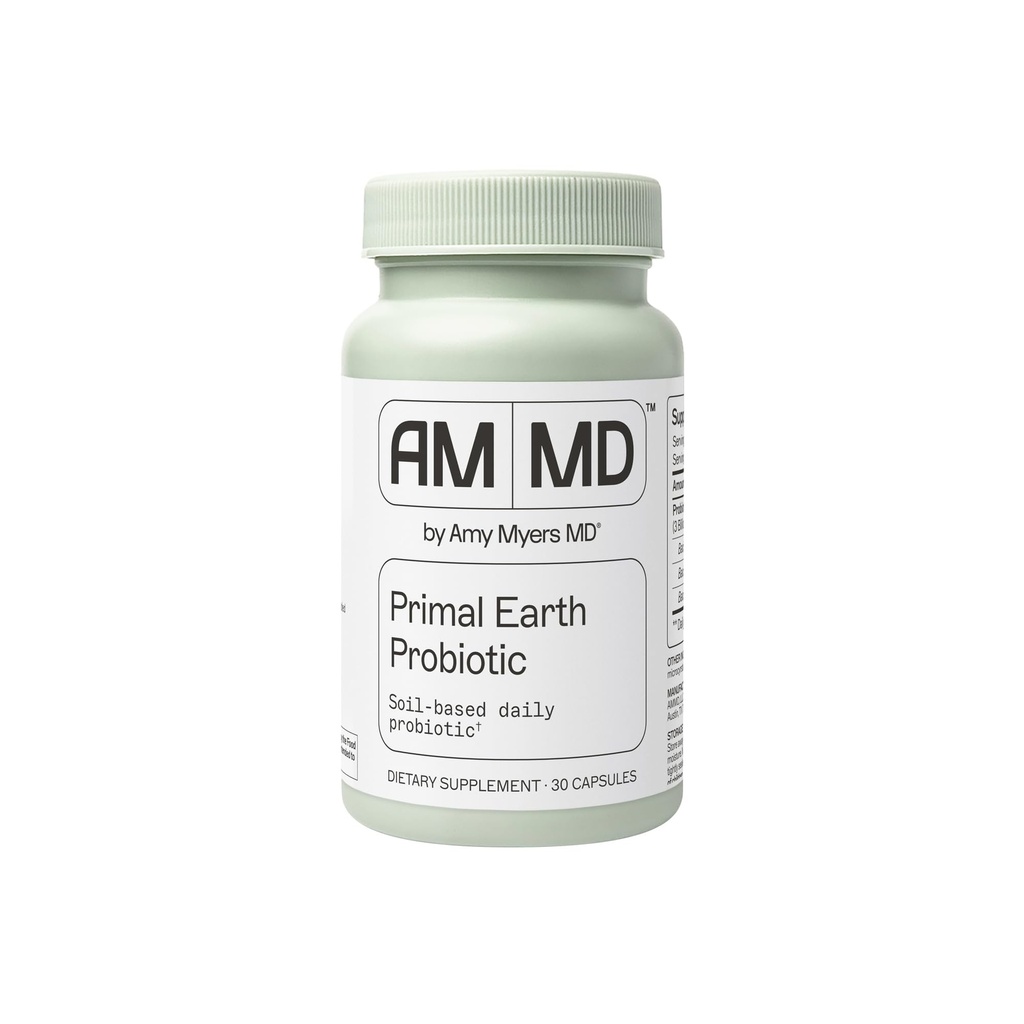 Amy Myers MD Primal Earth Probiotic - Supplément de soutien digestif et immunitaire - Probiotique à base de sol - Sans gluten et sans lait - Supplément santé des adultes amis Paléo - 30 capsules