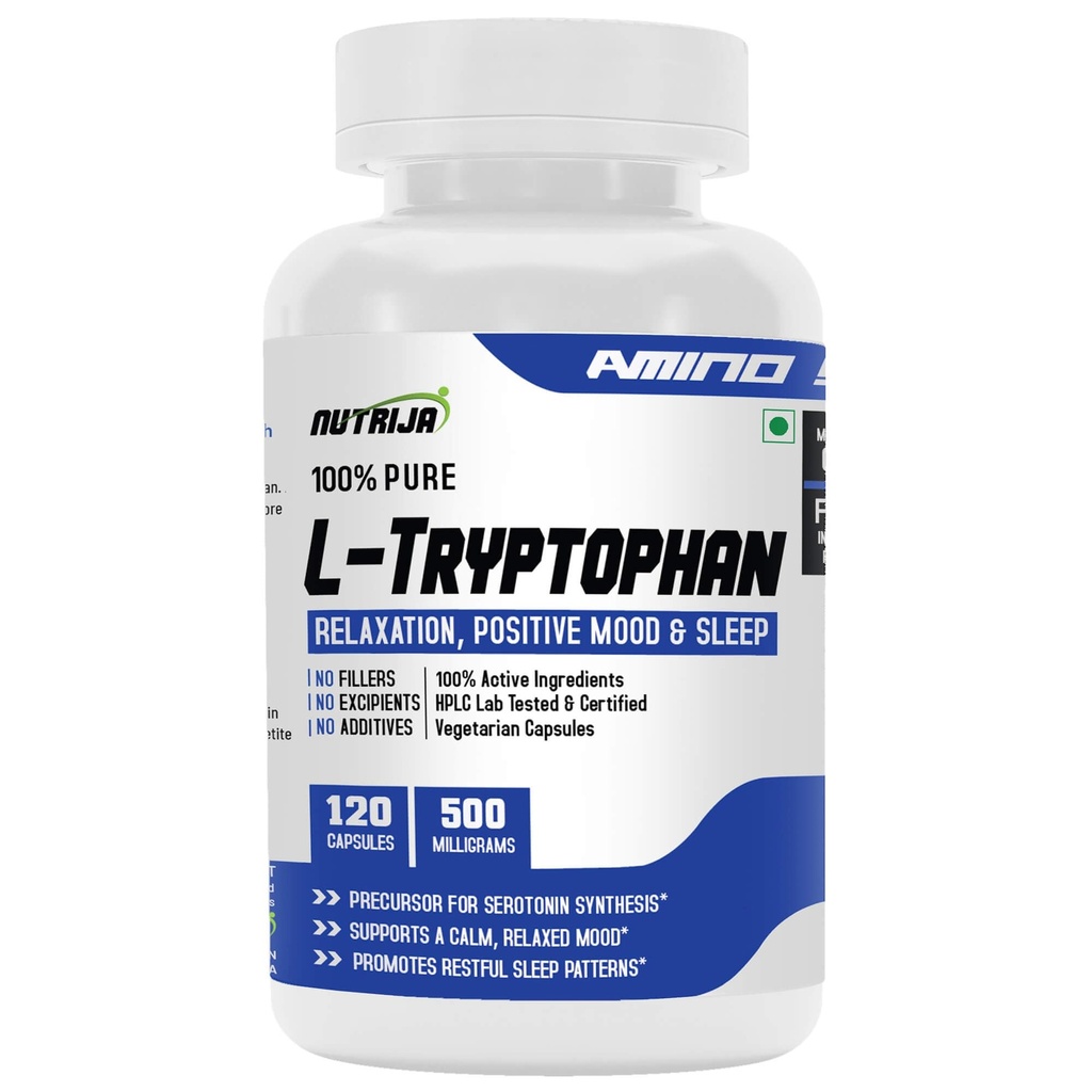 NutriJa L-Tryptophan 500mg | 120 Capsules | Natural Support for Relaxation, Mood Balance & Sleep Quality | 100% Active Ingredients