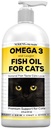 Nodens Huile de poisson naturelle pour chats peau et manteau - 100% Omega 3 Huile de poisson pure pour pellicules et boules de cheveux - Vitamines et suppléments de chat Huile de poisson liquide pour l'inflammation articulaire, le soutien immunitaire et la digestion