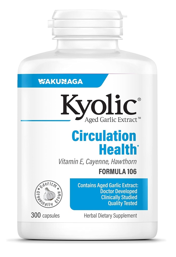 Extrait d'ail d'âge kyolique, formule 106, santé de la circulation, 300 capsules (paquetage mai Vary)