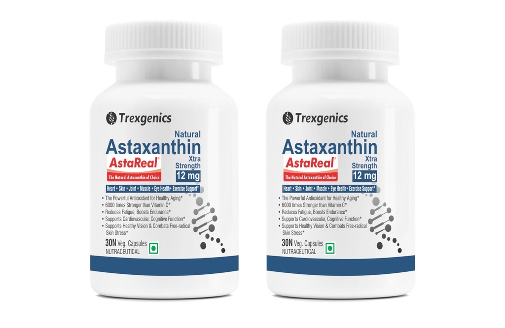 Trexgenics ASTAREAL ASTAXANTHIN 12 mg from Japan (from 300 mg extract) Heart, Skin,Joint, Muscle, Eye, Exercise Support (12mg, 30 x 2 = 60 Capsules))