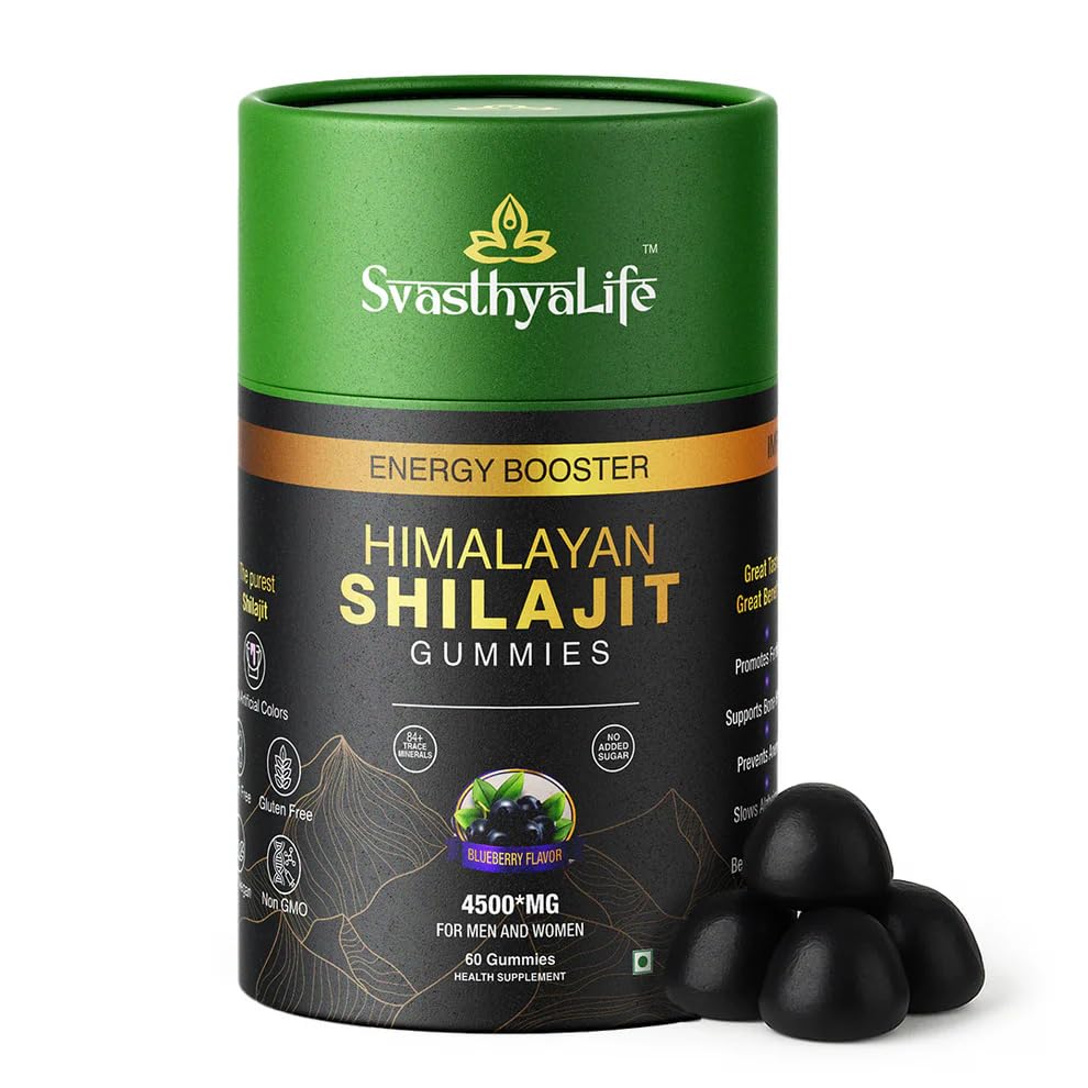 Himalayan Shilajit Gummies 4500mg with Fulvic Acid | Natural Energy & Focus Support | Blueberry Flavor | 60 Gummies | For Men & Women