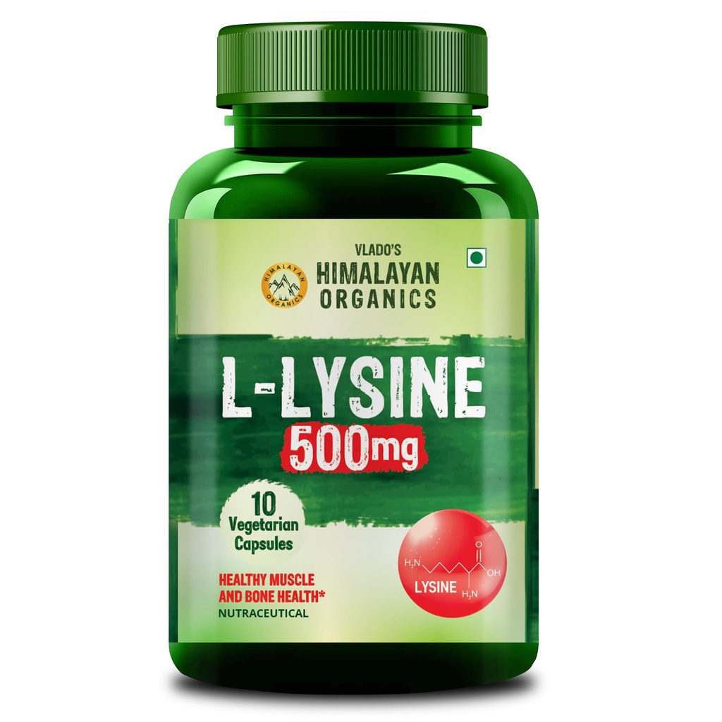 Vlado’s Himalayan Organics L-Lysine 500mg Essential Amino Acid - 10 Veg Capsules