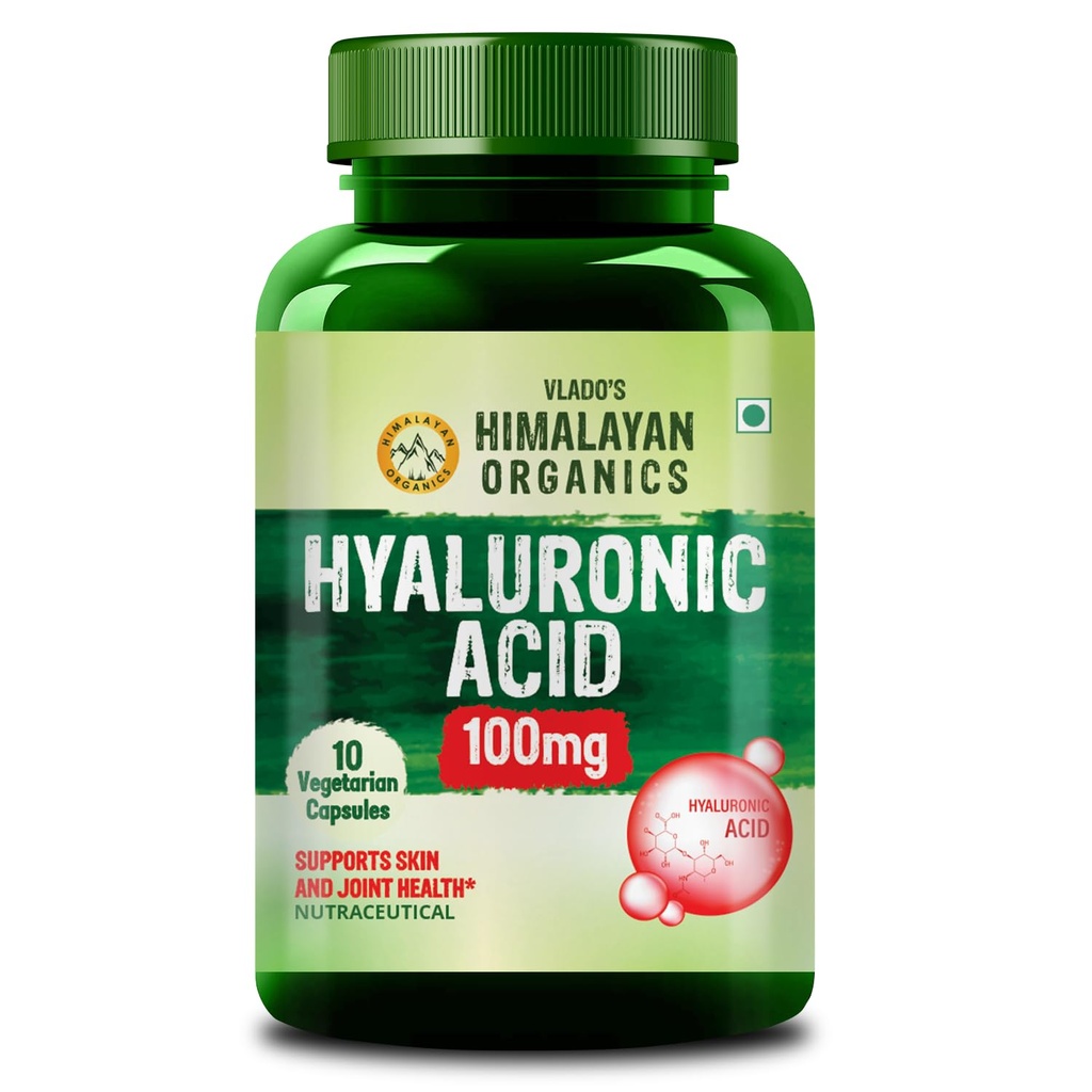 Vlado’s Himalayan Organics Hyaluronic Acid 100mg Supplement - 10 Veg Capsules