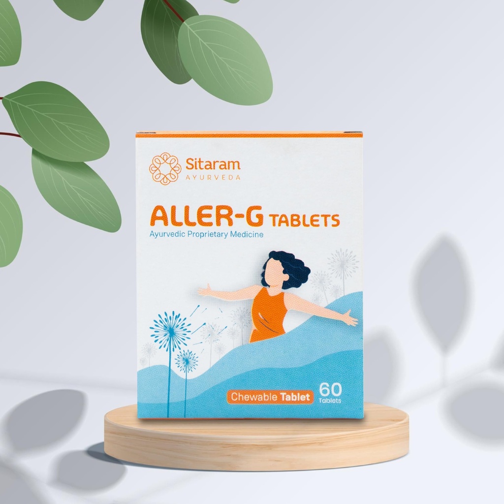 Sitaram Ayurveda Aller-G Tablet | Curcumin-Based Ayurvedic Supplement | Kids Chewable with Haridra, Guduchi & Yashtimadhu | Helps Immunity & Respiratory Health | 60 Nos