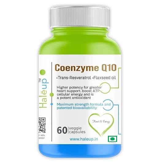 Haleup Coenzyme Q-10, 300 mg, Enriched with Resveratrol & Omega-3 EPA/DHA || Healthy Heart|| Brain|| Immunity | (120 Capsules (2 Packs X 60s capsule))