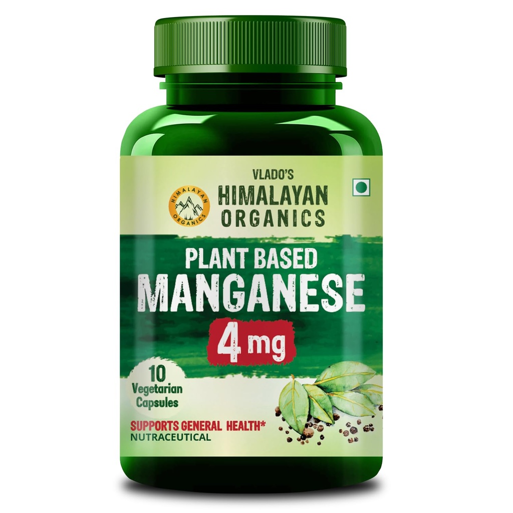 Vlado’s Himalayan Organics Plant Based Manganese 4mg Supplement -10 Veg Capsules