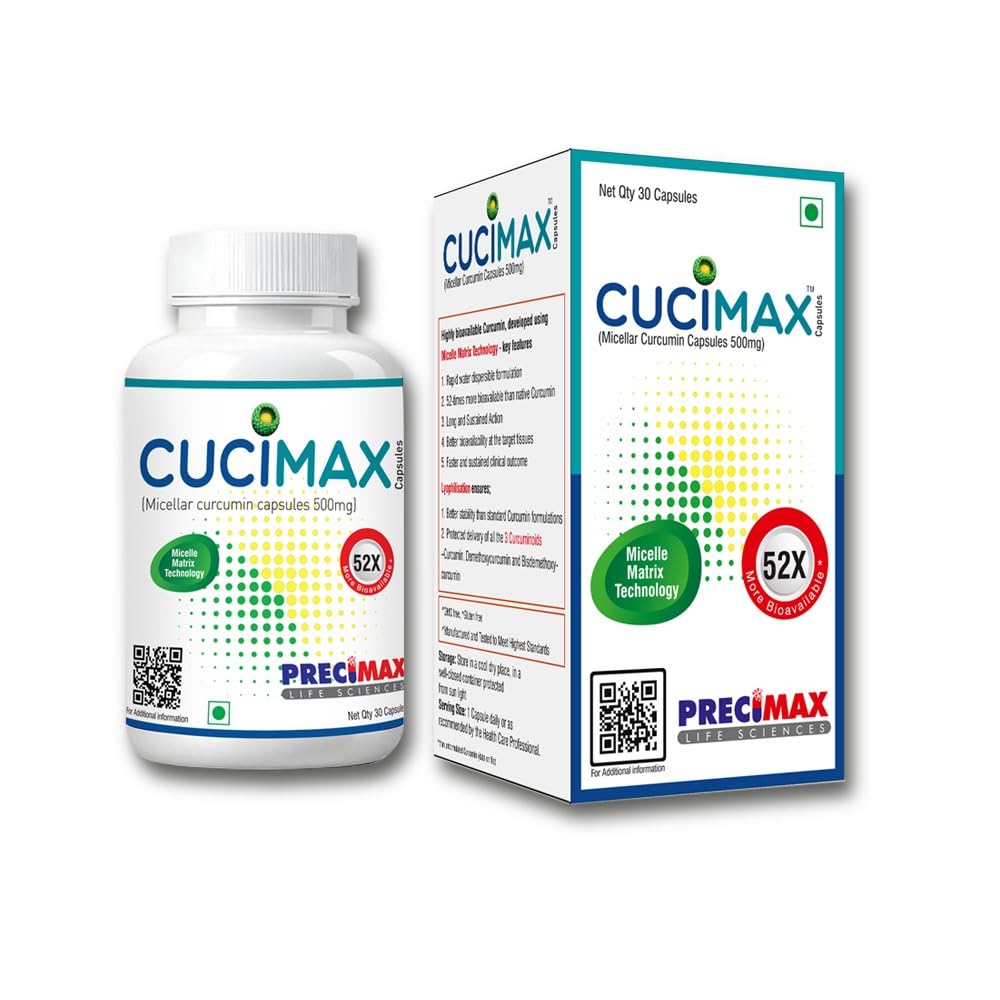 Precimax Life Sciences Curcumin Capsules, Natural Curcumin Nano Supplement for Joint Health & Immunity; Potent Antioxidant and Anti-Inflammation 500mg